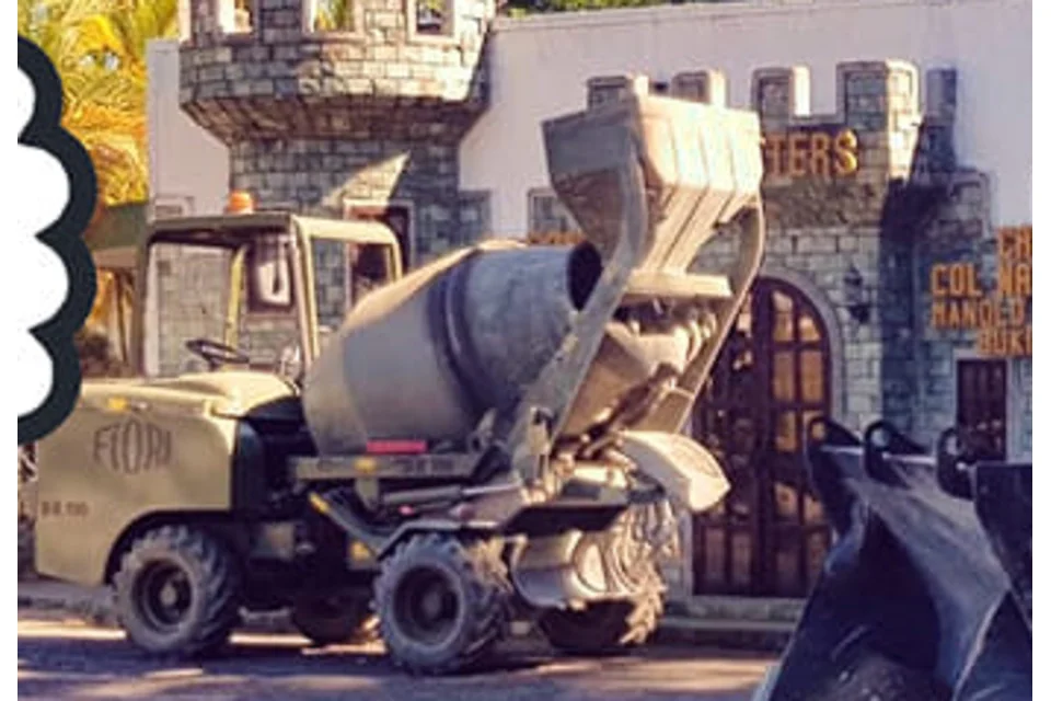Self-loading concrete mixer, example machine